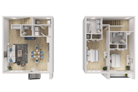 Floor plan for 2 beds, 2.5 baths, 1318 sqft